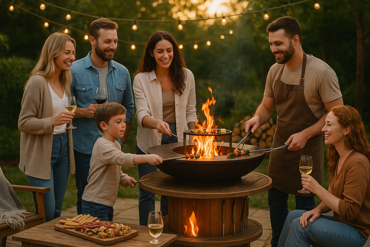 Brasero Touret circulaire en bois, ambiance conviviale au jardin