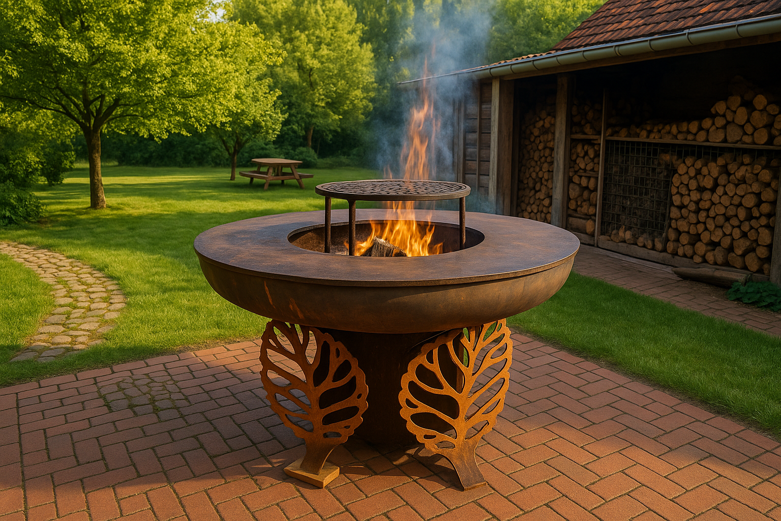 Brasero Botanique, élégance végétale et cuisson au feu de bois