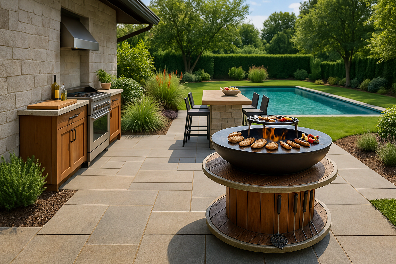 Brasero Touret circulaire, esprit bois brut et partage