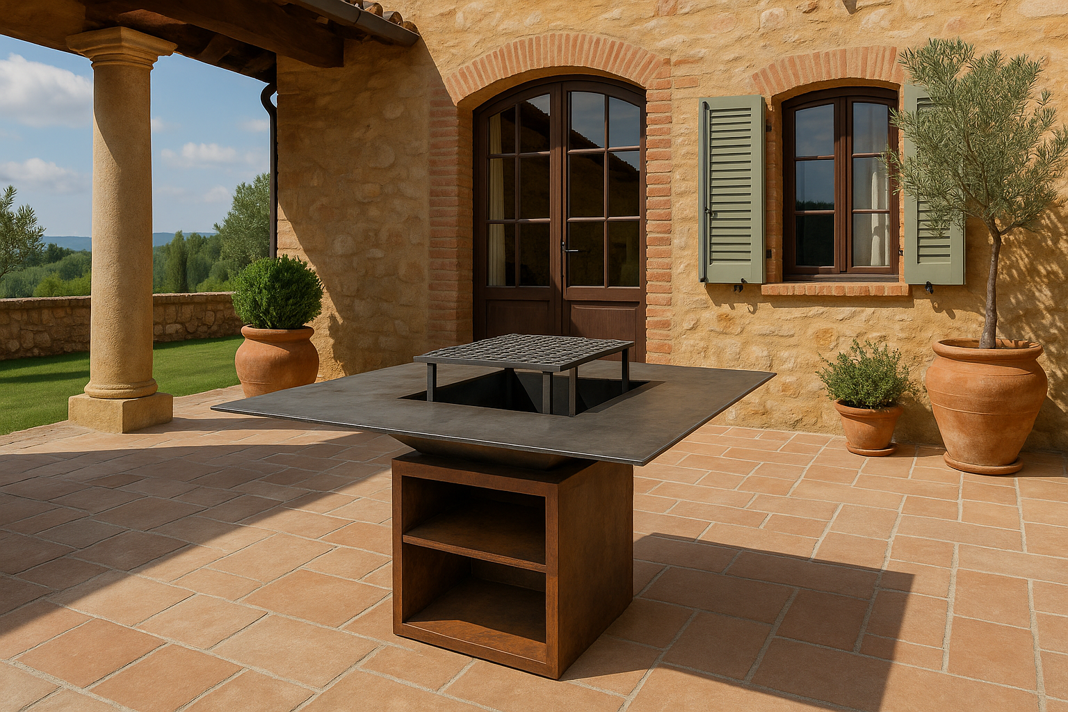 Barbecue L'industriel sur terrasse, esprit atelier