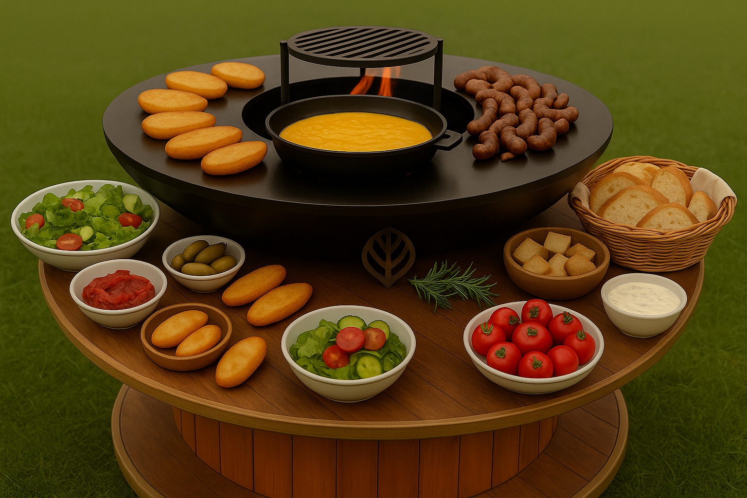 Brasero Touret — grand repas en extérieur