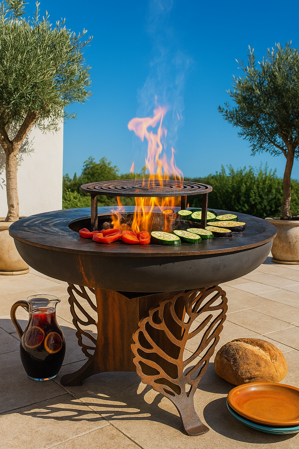 Brasero en service, ambiance conviviale